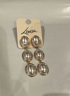 Aretes Grandes de Fantasía Elegante Con Perlas New Sealed