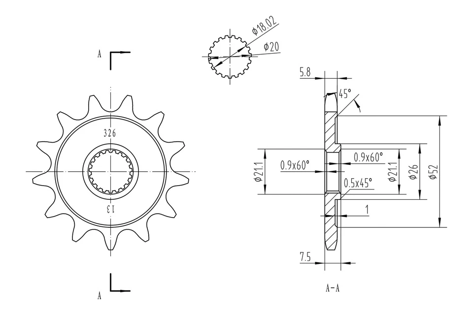 For Honda CR125R 1987-2003 BikeMaster 965480 520 Series Sprocket - Imagem 2 de 2