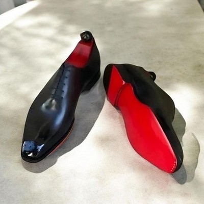 Luxury Red Bottom Black Oxfords | Handmade Leather Dress Shoes, Brogue men Shoe