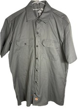 Dickies Men's Gray Twill Short Sleeve Work Shirt Chest Pockets Size M