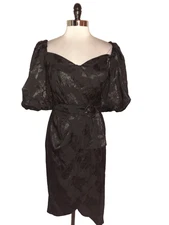 CITY CHIC Plus Size 18W Sheath Dress Black Embossed Floral Off Shoulder