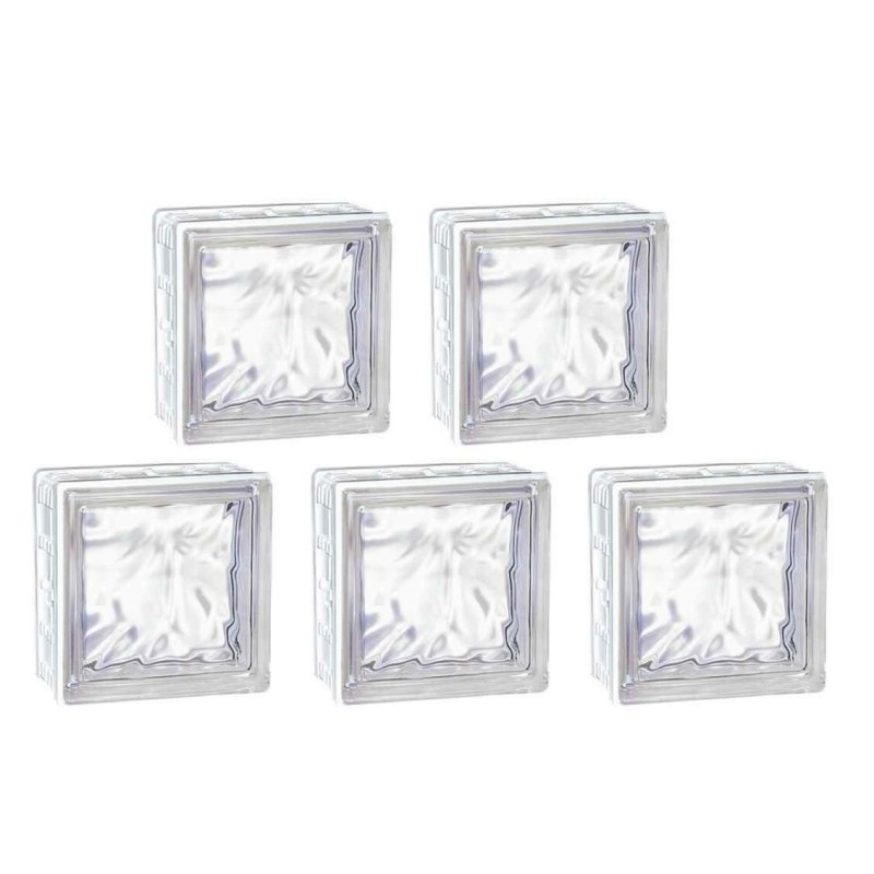 Briques de verre LA ROCHÈRE Cubiver2 Nuagé incolore pour douche lot de 5