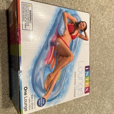 Intex King Kool Lounge Floating Swimming Pool Lounger with Headrest Cupholder