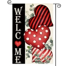 AVOIN colorlife Valentines Day Welcome Garden Flag 12x18 Inch Outside Double ...