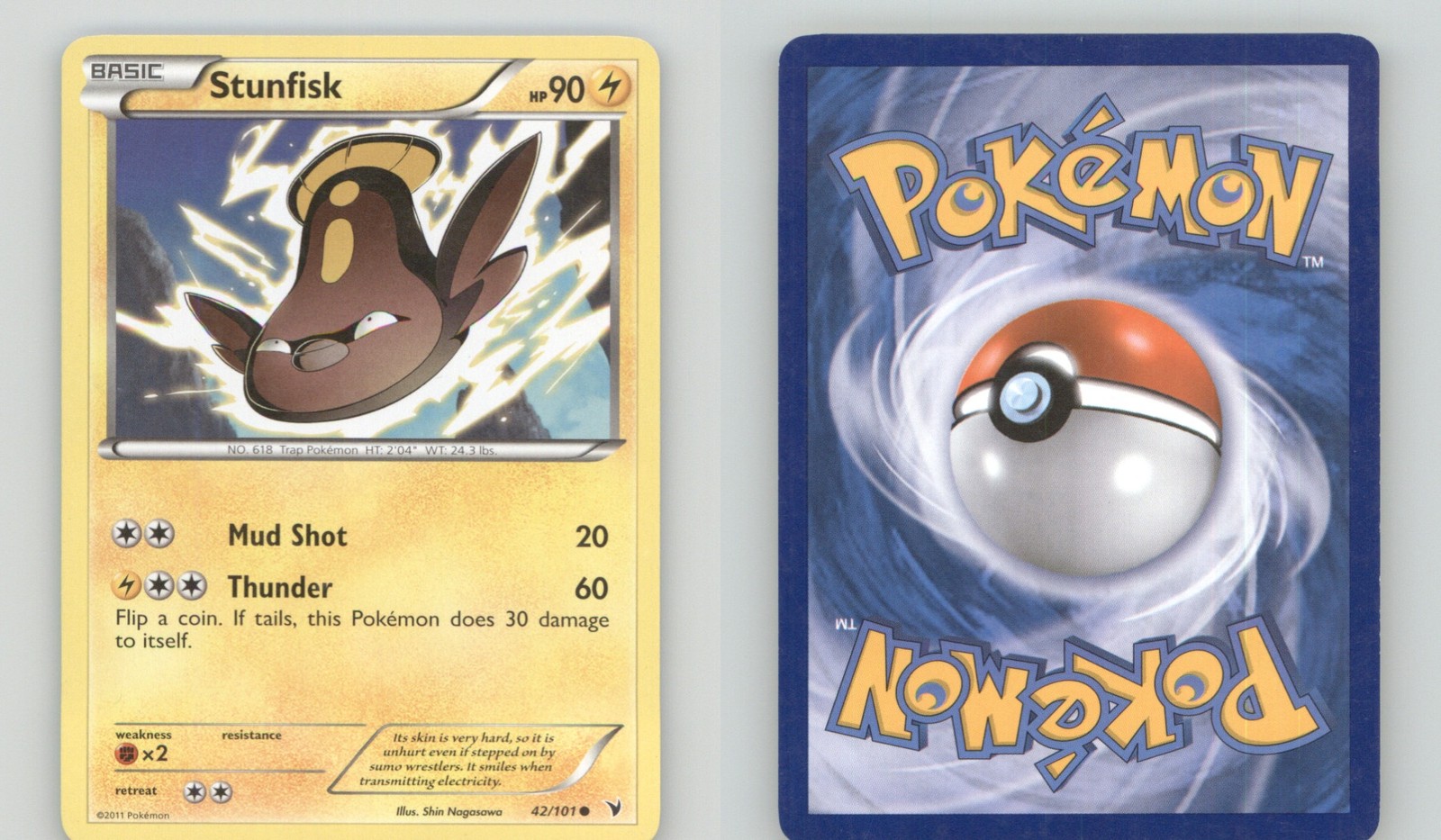 STUNFISK 42/101 COMMON NOBLE VICTORIES POKEMON LIGHTLY PLAYED