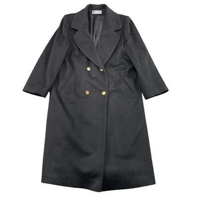 Forecaster of Boston Coat Womens 10 Black Pure Wool Long Trench Overcoat Vintage