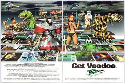 1997 3dfx Voodoo Graphics Lara Croft Original Vintage Print Ad Promo Poster Art