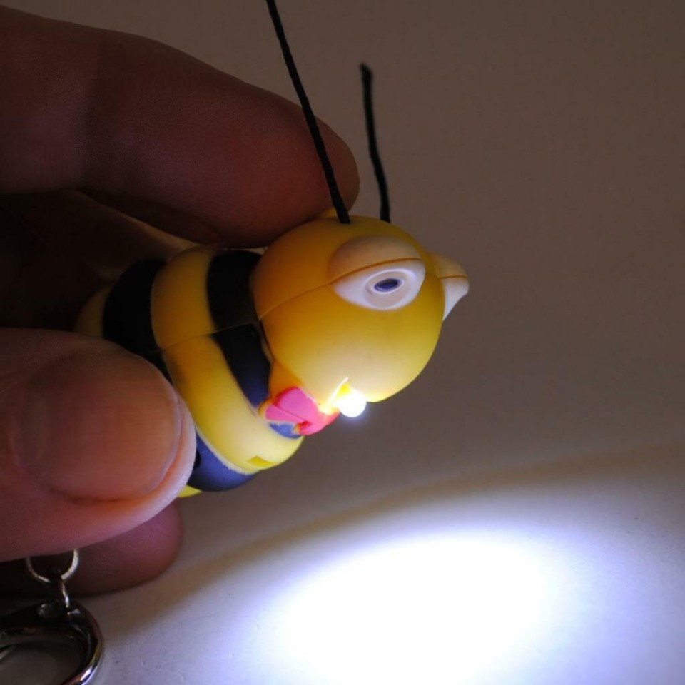 LED BEE KEYCHAIN with Light and Sound Cute Insect Buzzing Noise Key ...
