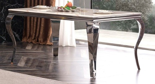 Marble 130, 160, 180 cm Dining Table with 6 Velvet Chairs Black Cream Grey White - Picture 5 of 64