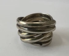 Vintage Mexico 925 Sterling Silver Multi Band Rolling Russian Wedding Ring Sz 6