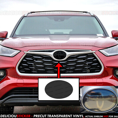 Fits 2020-2025 Toyota Highlander PreCut SMOKE Emblem Tint Front Decal Overlay