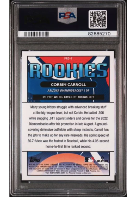 2023 Topps Finest- FDR-7 Corbin Carroll Rookies Design Variations- PSA 9 - Image 2 of 4