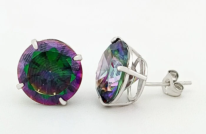 PENDIENTES TOPACIO MÍSTICO 8,46 Cts PIEDRAS PRECIOSAS ORO BLANCO 14K **Nuevos con etiqueta ** Foto 2 de 4