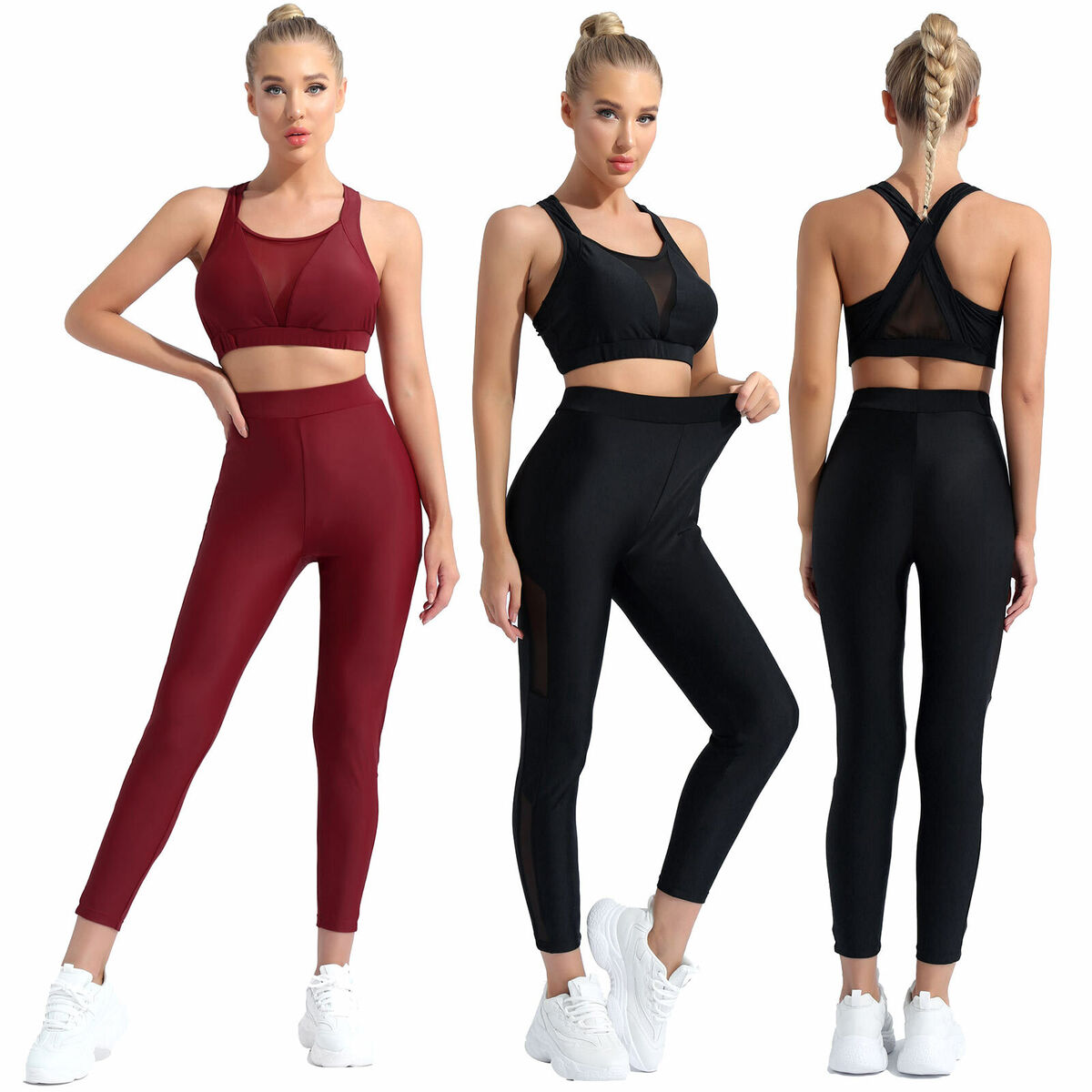 Women Yoga Tops & legging High Waist Pants Sets Gym Sportswear ...