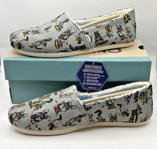 Tom  s Alpargata, Drizzle Grey Party Animals Print/Faux Shearling 7.5