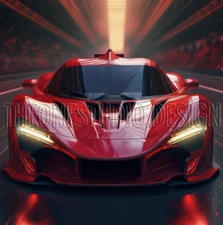 Digital Image Red Sports Car Desktop Background Cell Phone Wallpaper AI Art