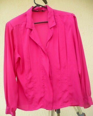 pink satin long sleeve blouse