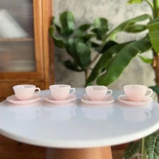 8pcs Miniature Cups Coffee Cups Plates Tea & Coffee Set Dollhouse Accessories