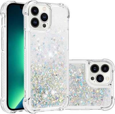 iPhone 13 Pro Max Case Quicksand Soft TPU/ Screen Protector Cover Silver