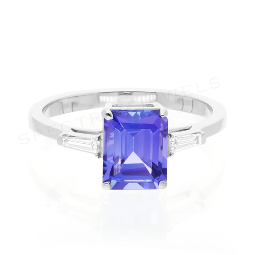 2.36 TCW SI/H Diamond Natural Tanzanite Gemstone Ring Gift 14k White Solid Gold - Picture 2 of 7
