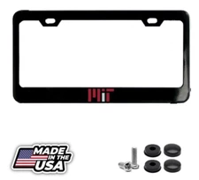 MIT Black License Plate Frame, Custom Made of Powder Coated Metal
