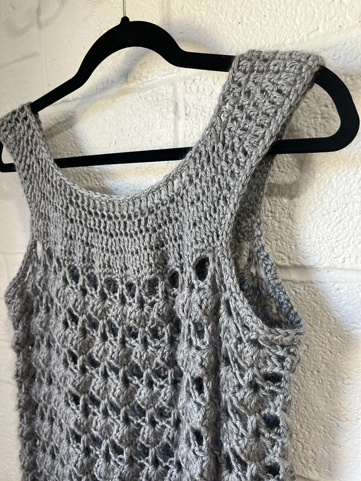 Kids Dress Or Adult Top HANDMADE CROCHET DRESS SILVER GREY - Image 3 of 4