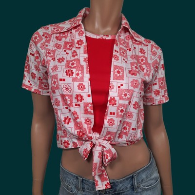 70s tie front crop top