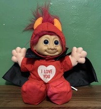 Vintage Russ Troll Kidz 16  Devil "I Love You" Doll Valentines Cape Red Hair