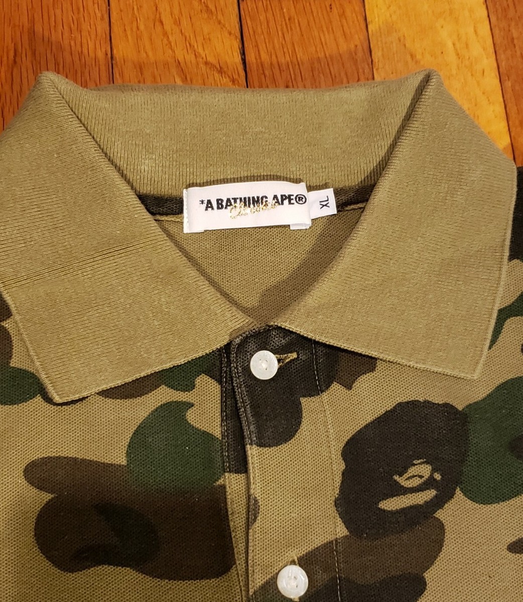 RARE VINTAGE A Bathing Ape BAPE MENS POLO SHIRT GREEN ABC RARE VINTAGE A Bathing Ape BAPE MENS POLO SHIRT GREEN ABC