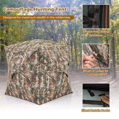 2-3 Person Pop Up Ground Blind, Portable Hunting Blind With 360 Degree &ndash