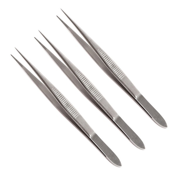 Chirurgische 12 Cm Pinzette Set Edelstahl Fein Spitz Gerade 3 StüCk PräZisions-image
