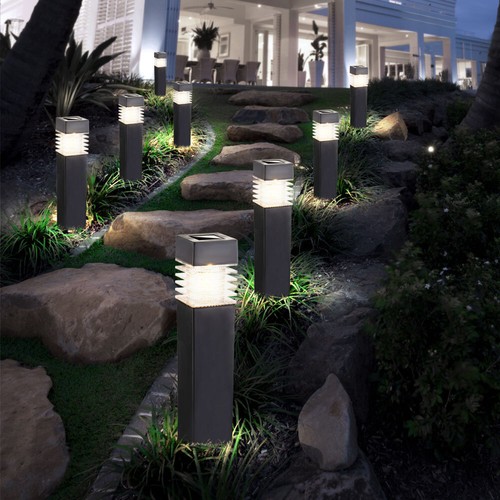 Außen Solarleuchte Gartenlampe grau LED Wegeleuchte Terrassenleuchte 4er Set - Bild 10 von 12