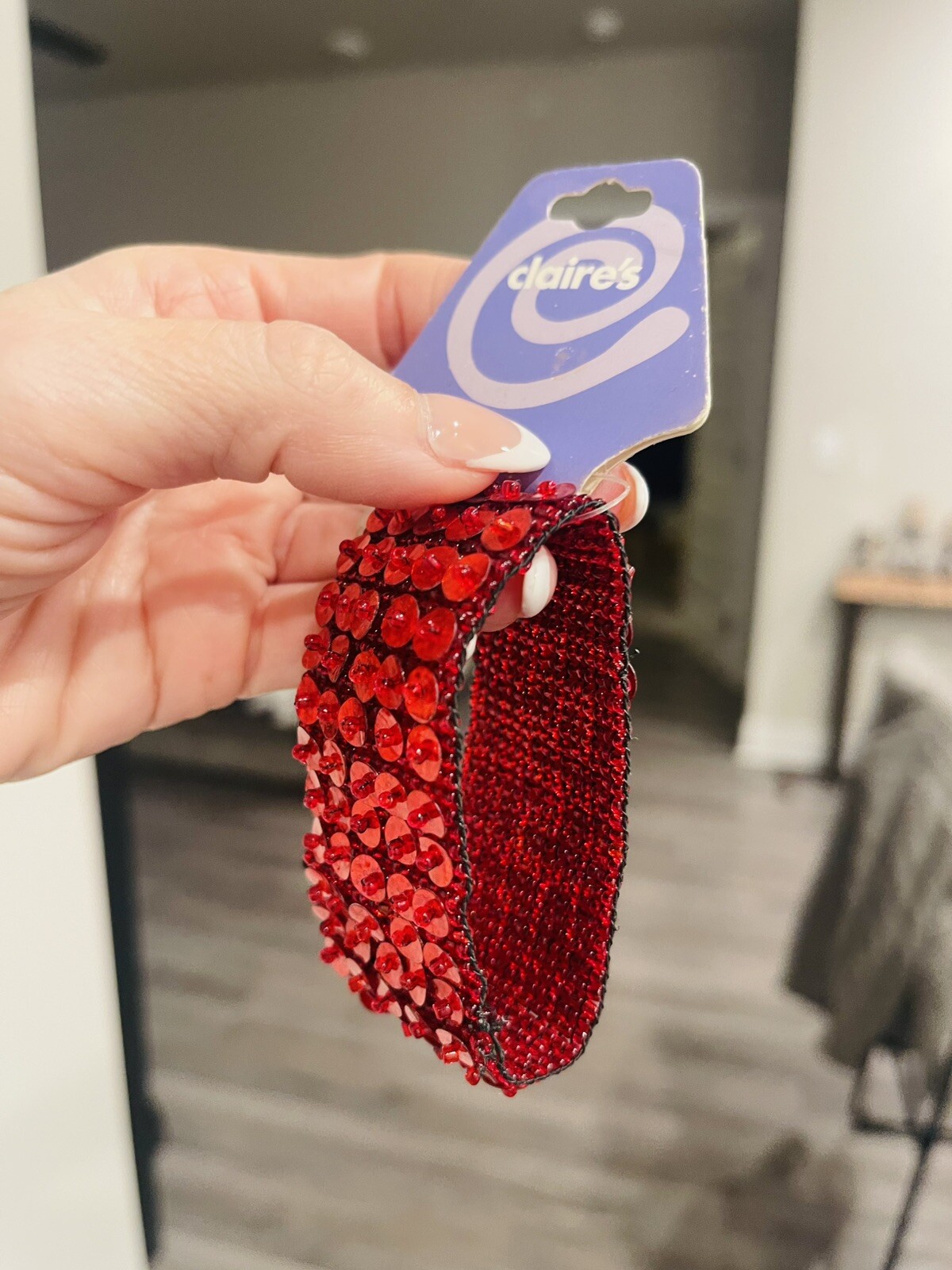 Vintage Ruby Red Sequins Beaded Stretch Bracelet … - image 1