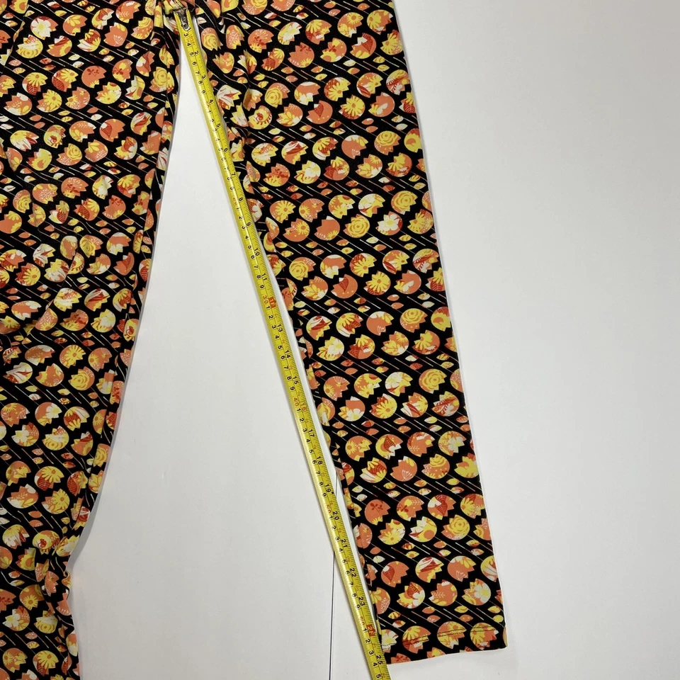 Женские леггинсы LuLaRoe TC оранжевый розовый желтый черный цветочный дизайн тюльпаны - Изображение 3 из 4