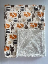 HB HUDSON BABY DEER OWL FOX SQUIRREL SHERPA BABY BLANKET H1