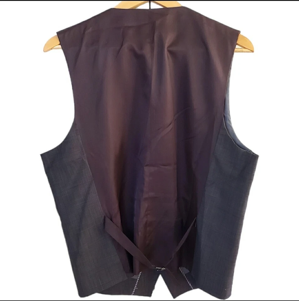 Express Suit Vest Size M Gray Wool Blend 5-Button Waistcoat Adjustable Back VTG - Image 2 of 4