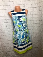 NEW Eliza J Dress Small Shift Beach Nautical Sea Shell Blue Green Cruise sz 2