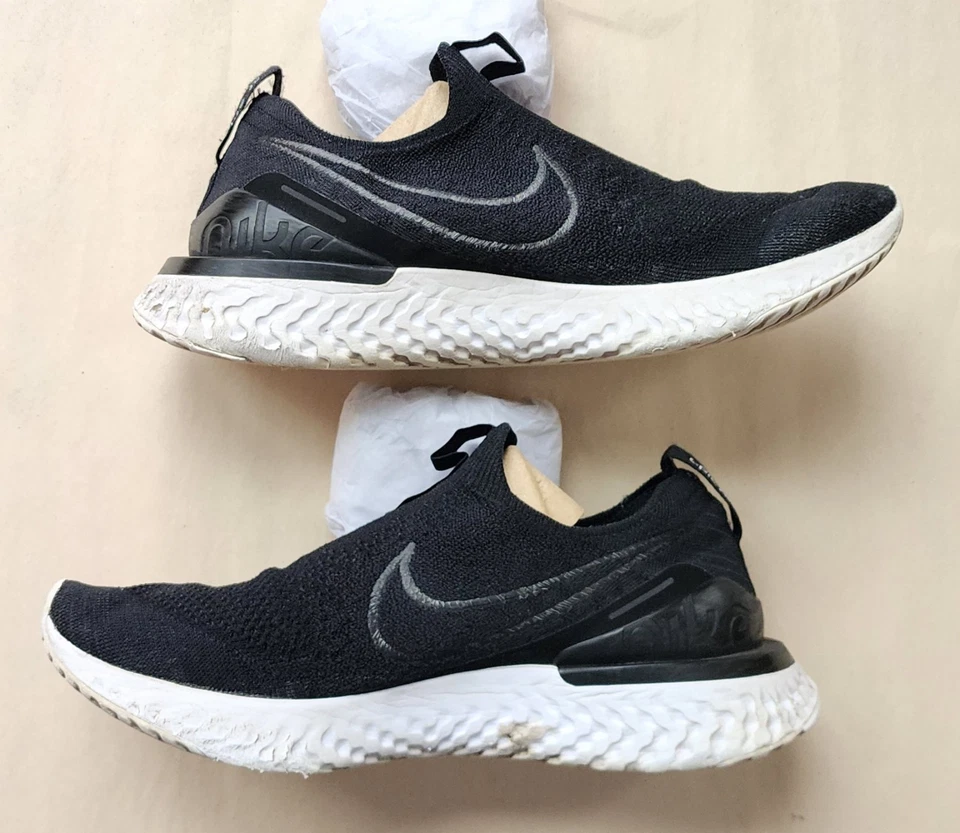 Nike Epic Phantom React Flyknit Mens 10 Shoes Black Slip On Sneaker Running - Image 4 of 4