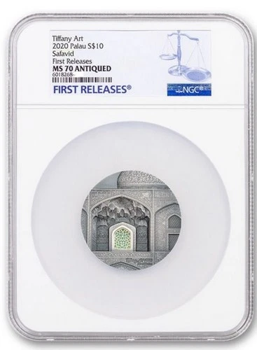 2020 Palau $10 2 oz Silver Safavid Tiffany Art Antiqued NGC MS70 First Releases