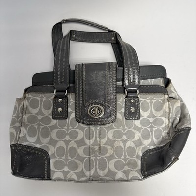 Coach Hamptons Carryall Gray Canvas Shoulder Bag F13975 Repair Restore