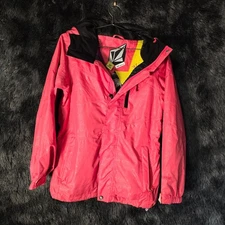 Volcom Ponti Jacket Womens S  Insulated Snowboard Ski Pink Hood Coat 80s Sparkle