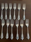 Wallace Grande Baroque Sterling Silver Flatware 12 Salad Forks 6 1/2” No Mono