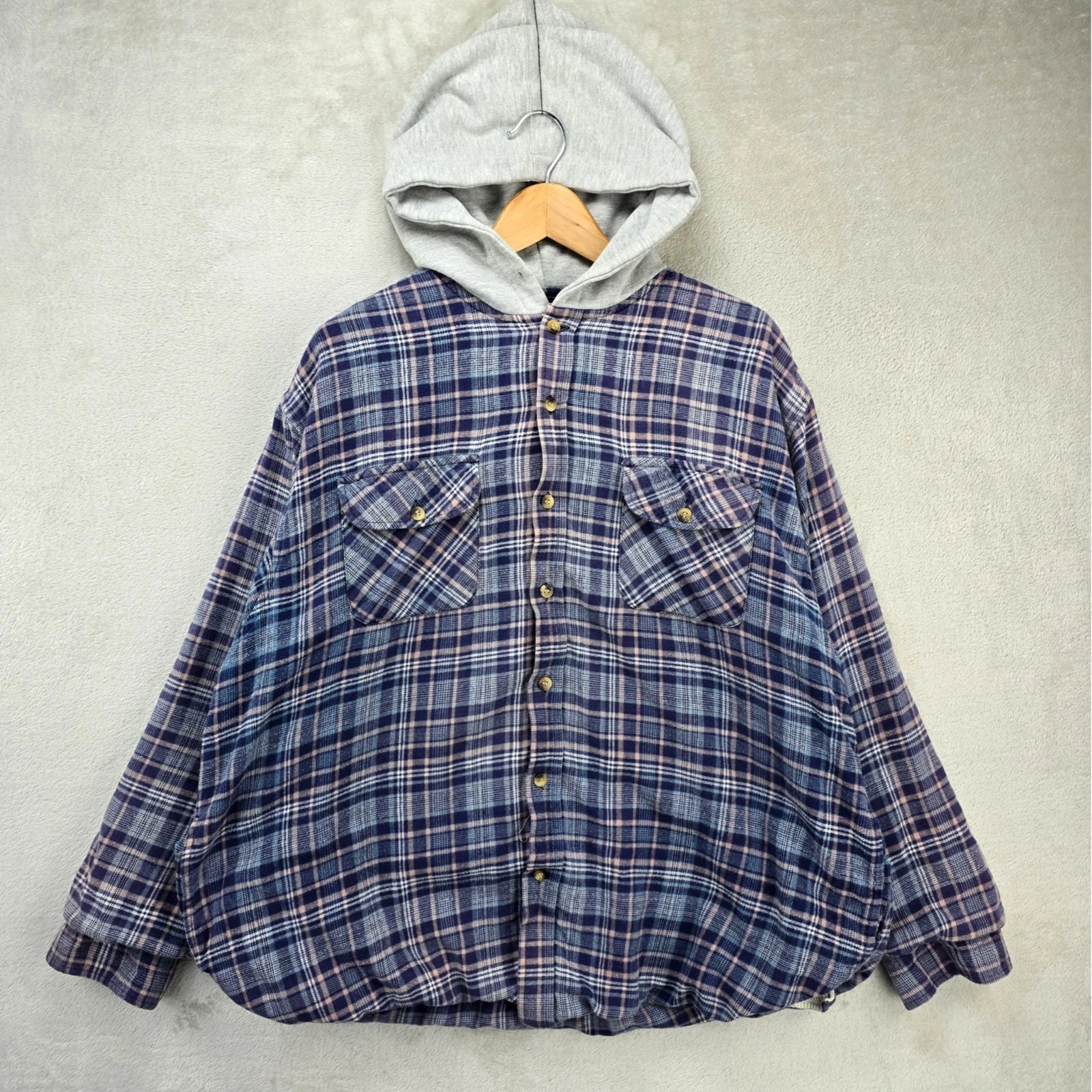 Vintage Body Glove Thermal Lined Plaid Hoodie Mens XL Beach Surf Grunge Y2K