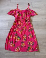 Debenhams Pink Floral Strappy Flared Dress Cold Shoulder Holiday Boho Party UK20