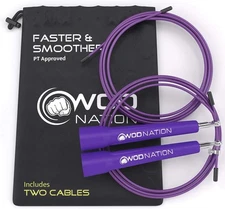 WOD Nation Adjustable Speed Jump Rope for Men Women & Children Fitness - Skip...