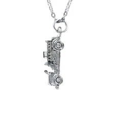 3D FIRE TRUCK Necklace Pewter Charm on Adjustable Stainless Chain or Charm Only
