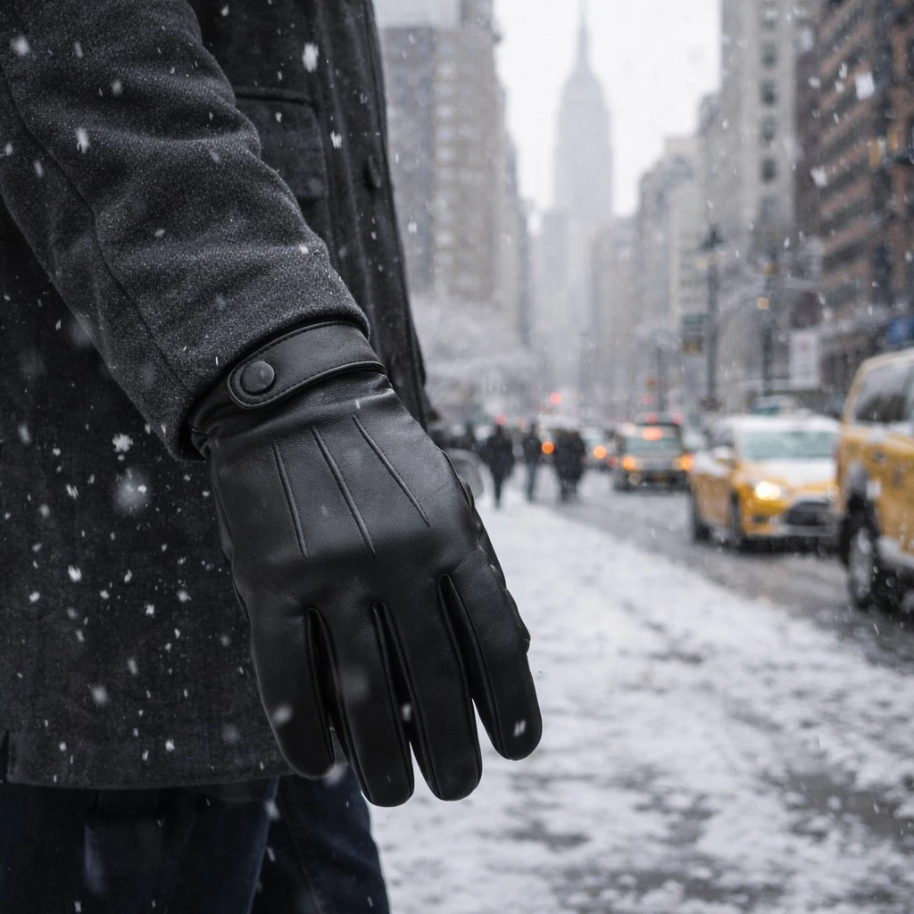 Classic Sheepskin Leather Gloves Cashmere Lined Warm Touchscreen