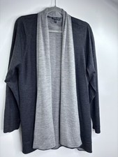 Eileen Fisher 100 Merino Wool Open Front Cardigan Sweater Size 1X Gray Heather