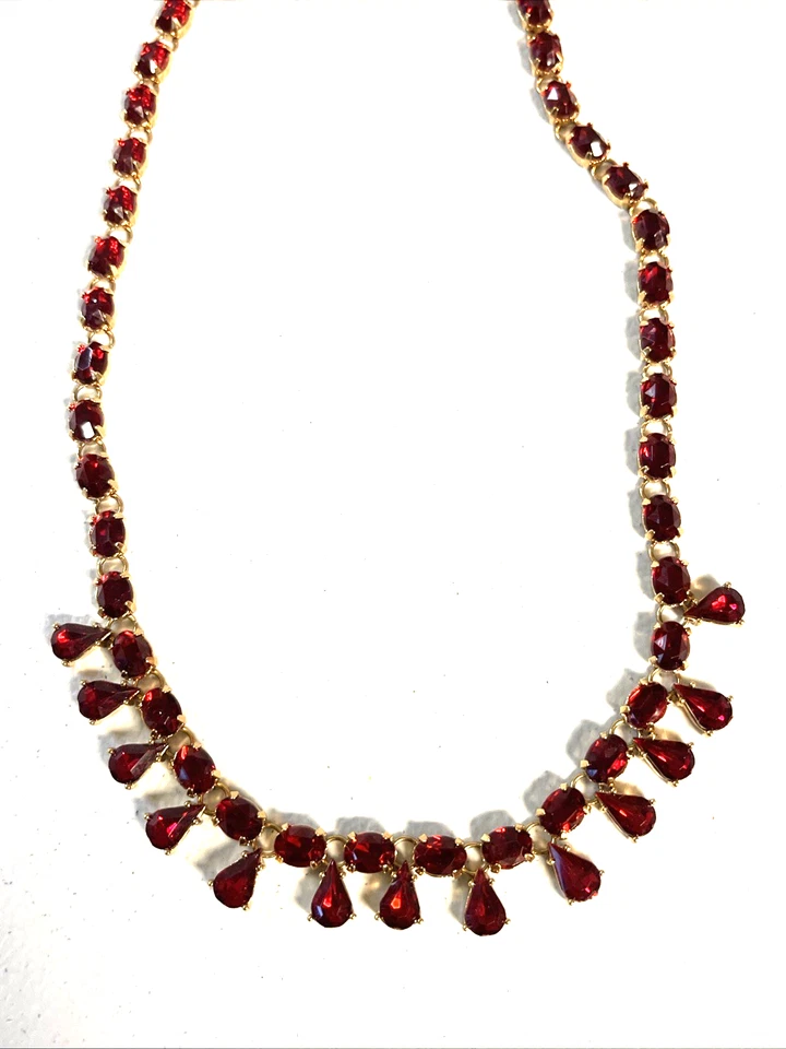 Ruby Red Goldtone Necklace 18" Choker - Image 3 of 4