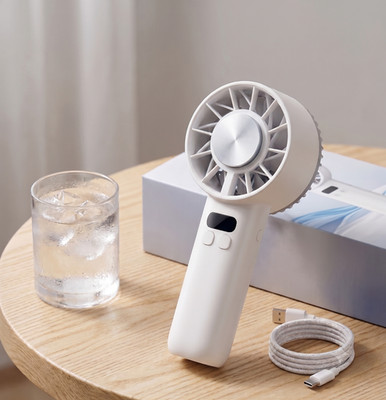 Handventilator USB Akku Kühlfunktion Eis LED Display Mini Ventilator Tragbar